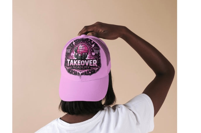Sideline Swagger Trucker Hat – Pink Team Logo
