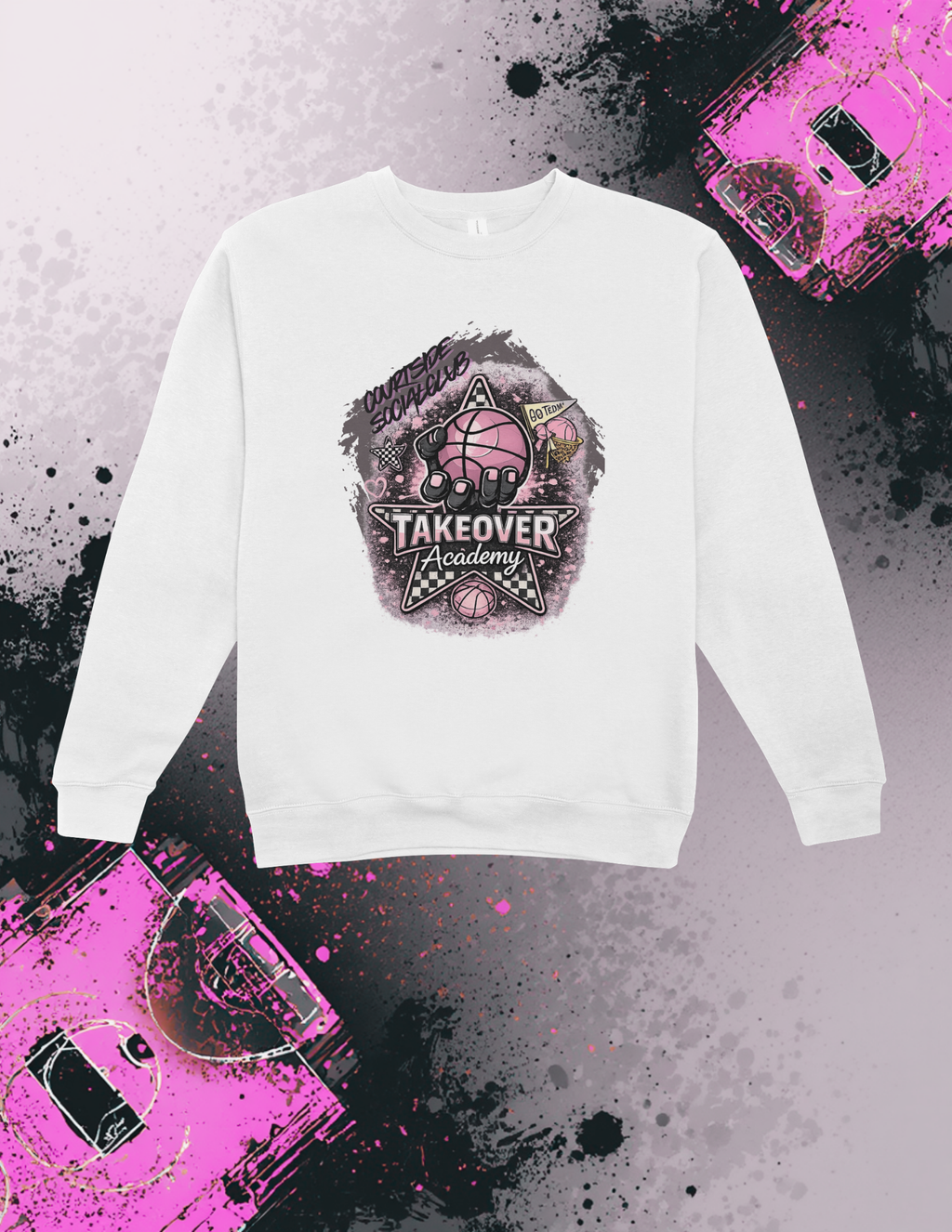 Courtside Social Hoodie or crew pink edition