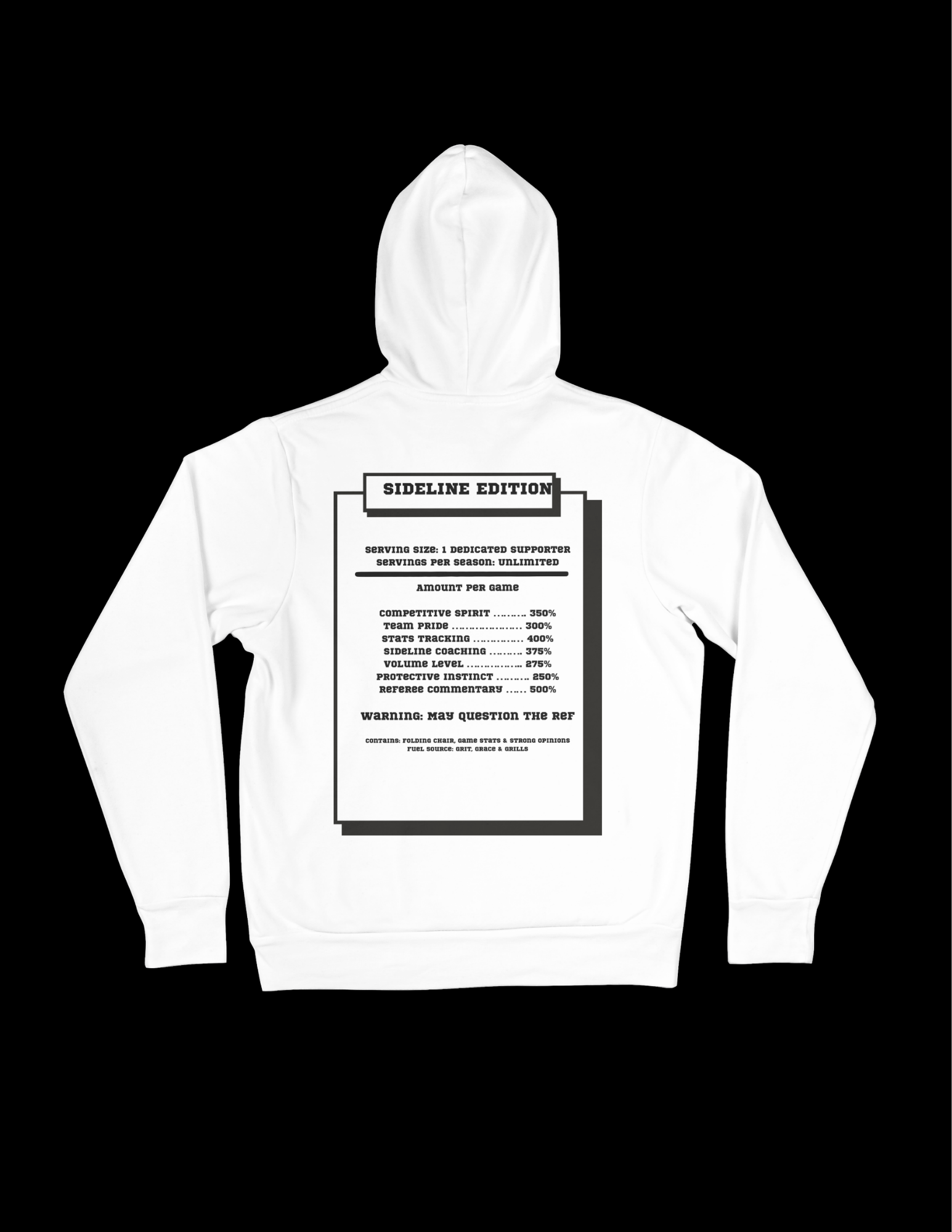 Sideline Edition– Sideline Stats  hoodie or Crew Shirt