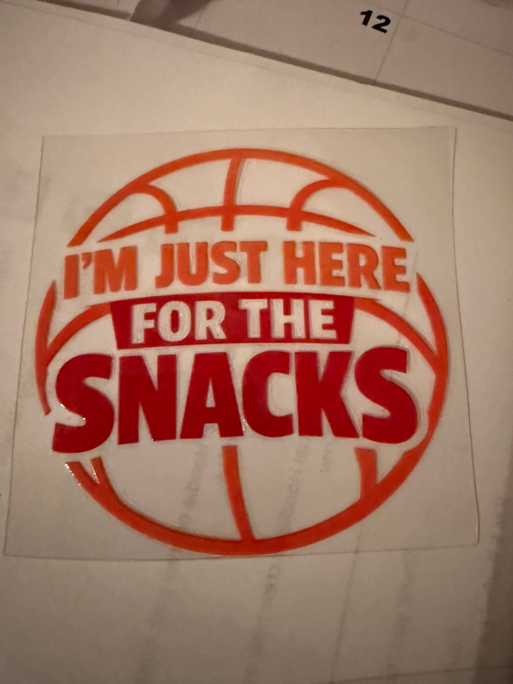 'm Just Here for the Snacks Sticker | Funny Basketball Mom Sticker | Sports Mom Decal